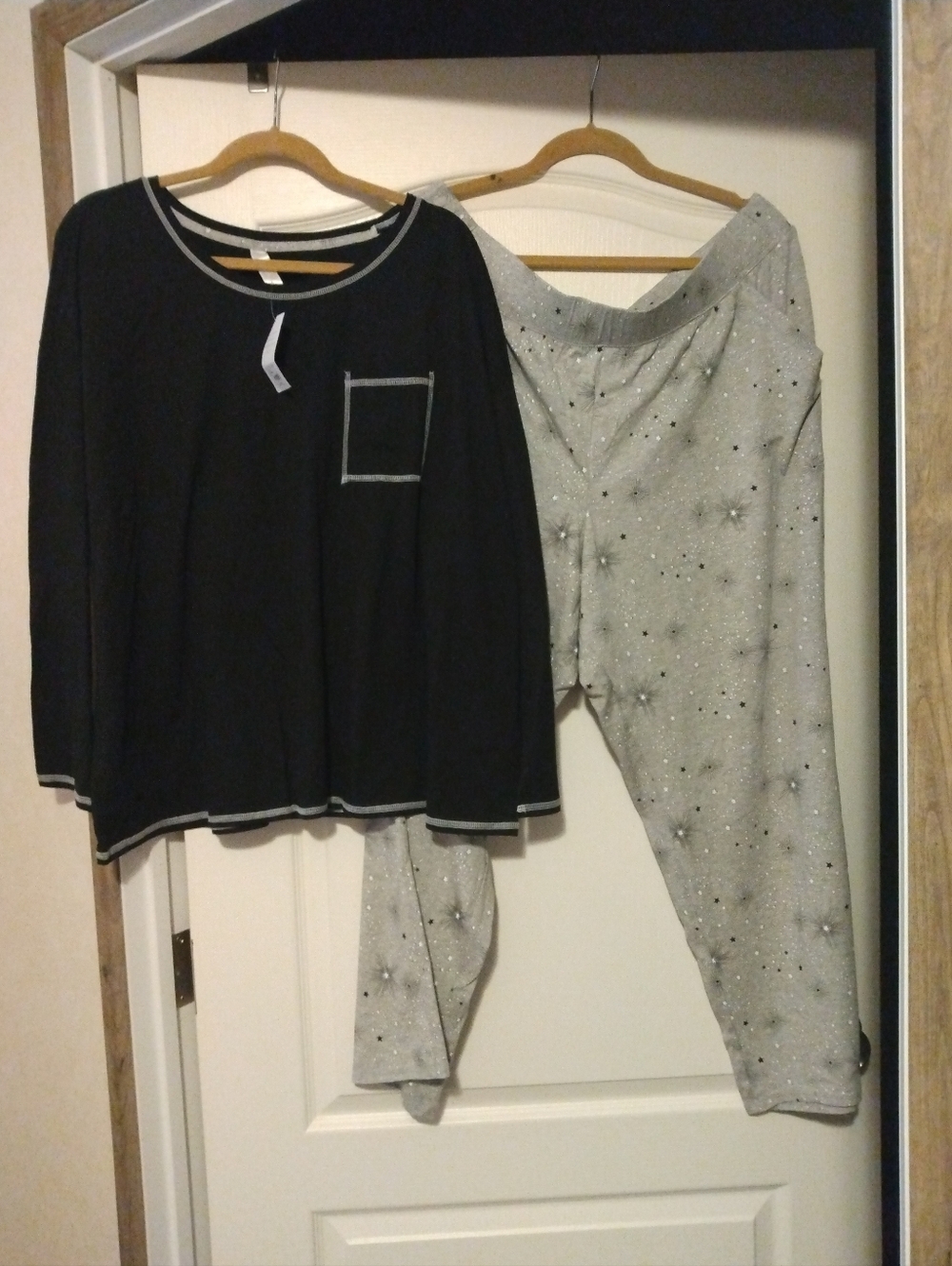 New Cacique By Lane Bryant Black & Gray Galaxy Print Pajama Set sz 18/20